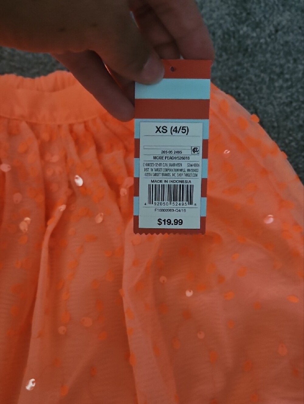 Cat & Jack Coral Orange Layered Tulle Sequin Skirt